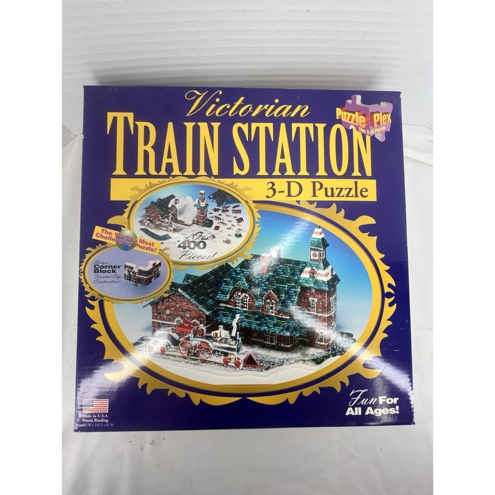 Puzzle Plex Victorian Train Station 3-D Puzzle Over 400 Pieces 1995 Telebrands